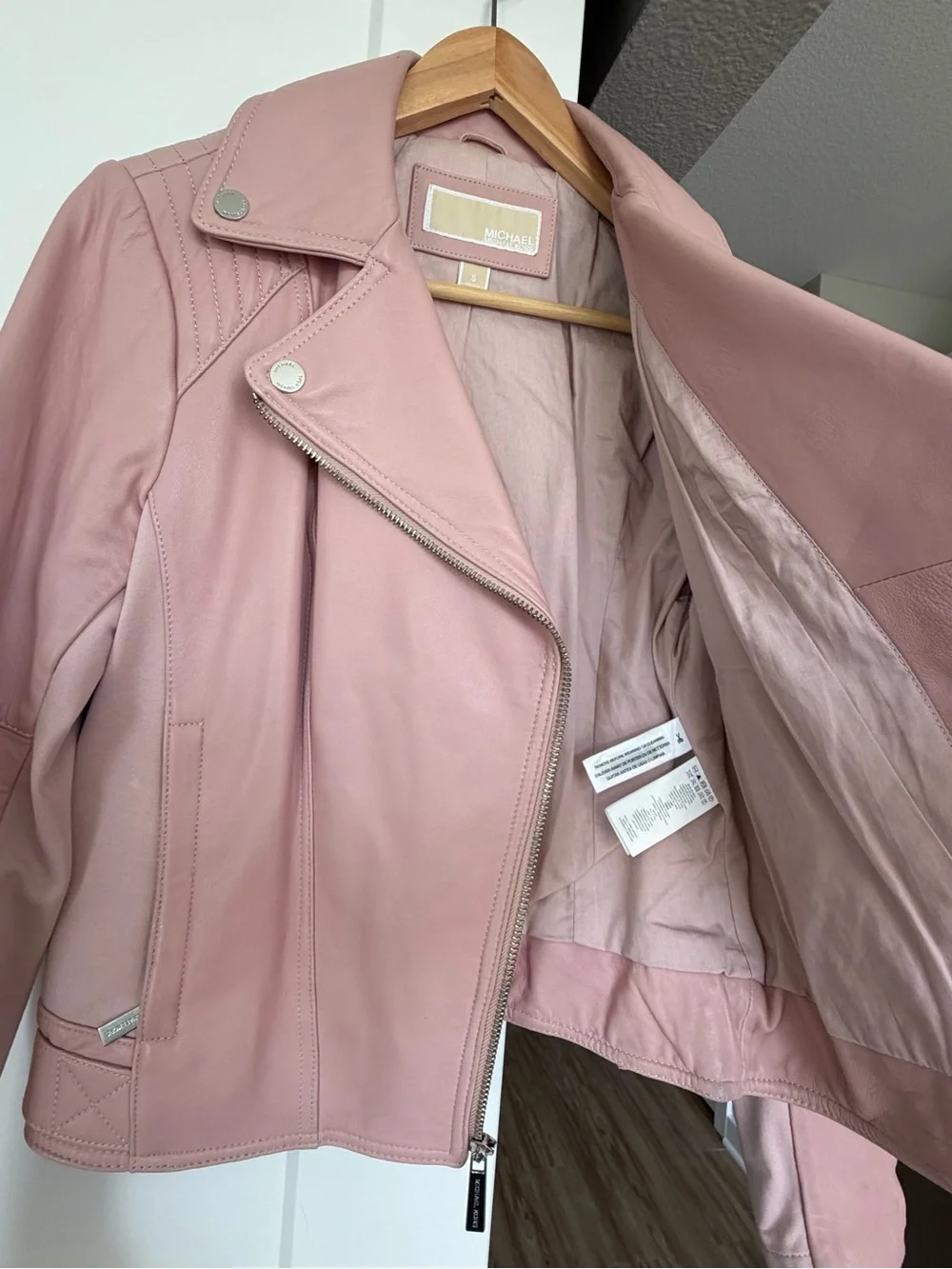 Michael Kors Blush Pink Leather Jacket